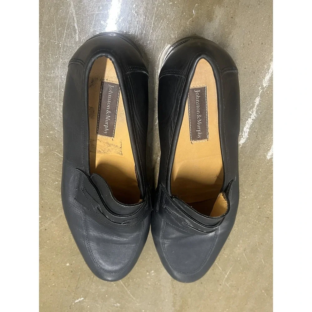Johnston & Murphy‎ Penny Loafers Size 10 Mens Black Leather Dress Shoes 59-11277